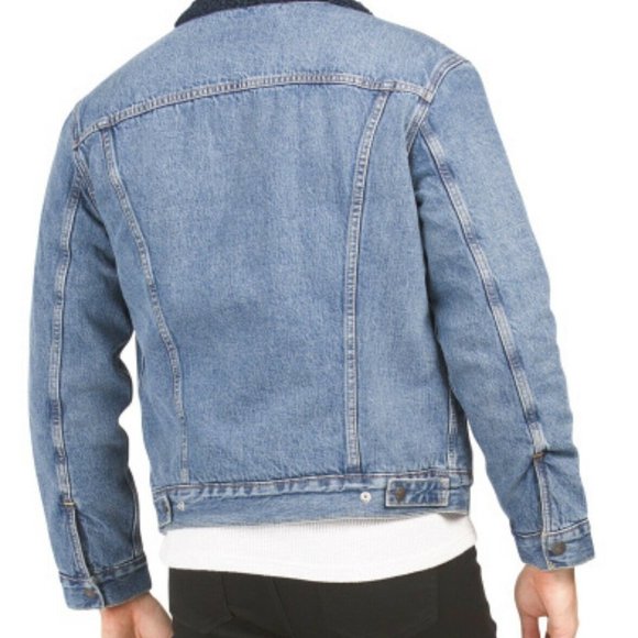Levi’s Sherpa Jean Jacket Medium wash Navy Sherpa size XXL - Picture 2 of 10